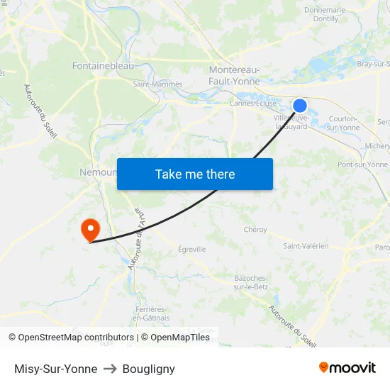 Misy-Sur-Yonne to Bougligny map
