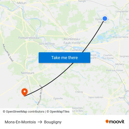 Mons-En-Montois to Bougligny map