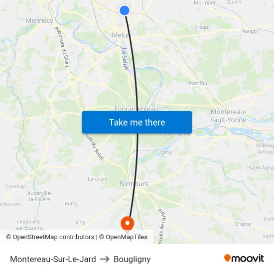Montereau-Sur-Le-Jard to Bougligny map