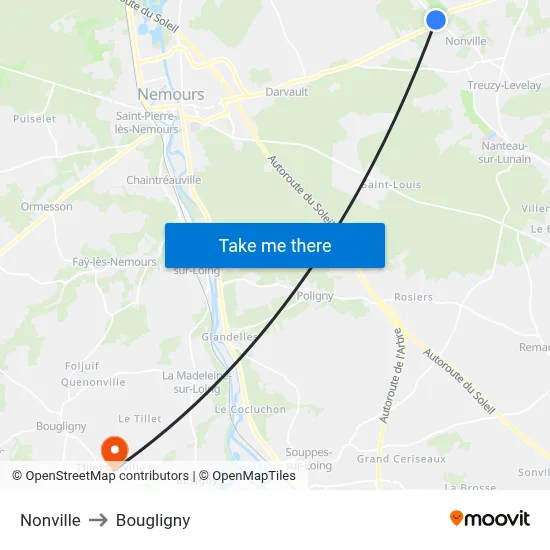 Nonville to Bougligny map