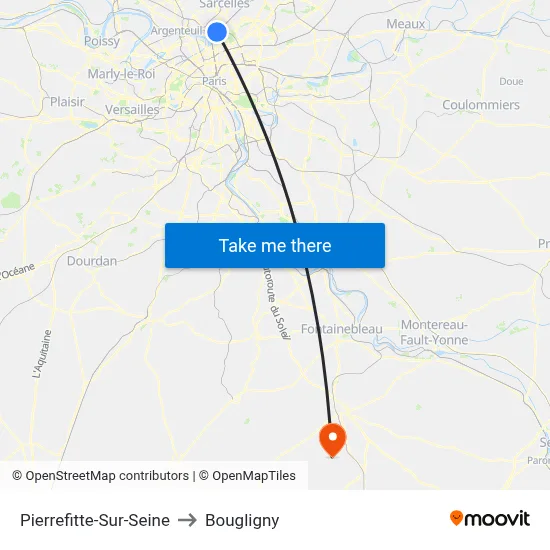 Pierrefitte-Sur-Seine to Bougligny map