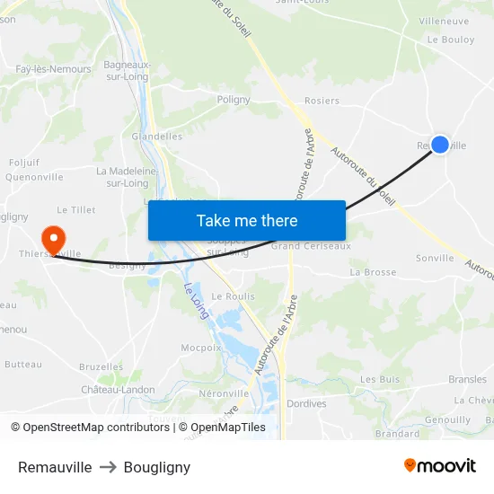 Remauville to Bougligny map