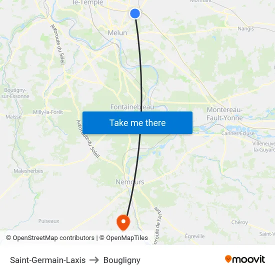 Saint-Germain-Laxis to Bougligny map