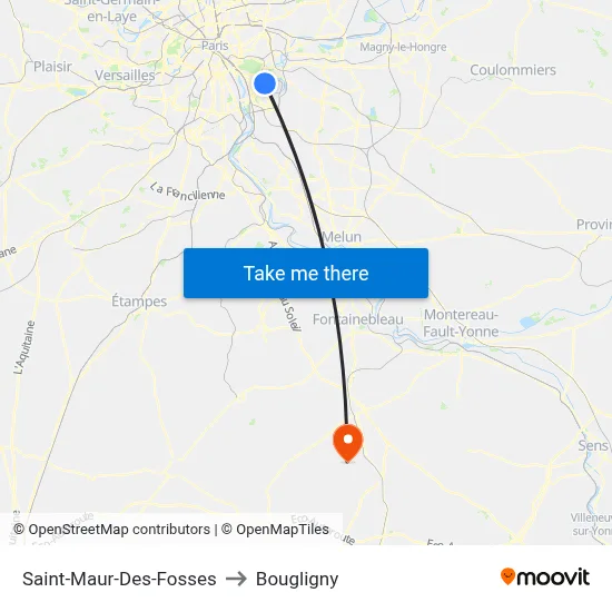 Saint-Maur-Des-Fosses to Bougligny map
