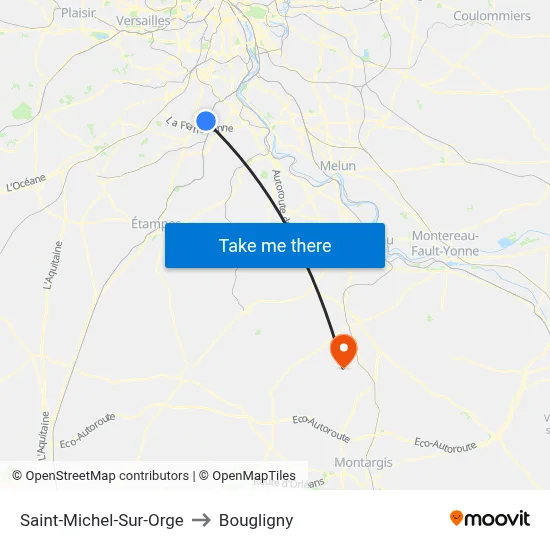 Saint-Michel-Sur-Orge to Bougligny map