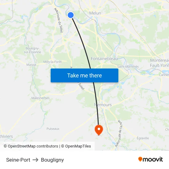 Seine-Port to Bougligny map