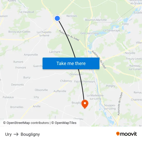 Ury to Bougligny map