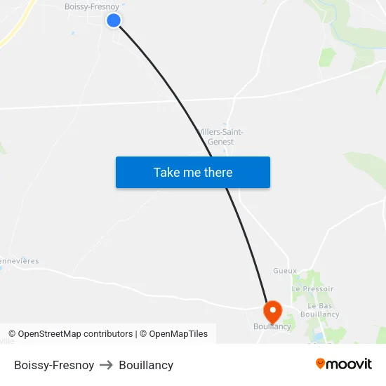 Boissy-Fresnoy to Bouillancy map