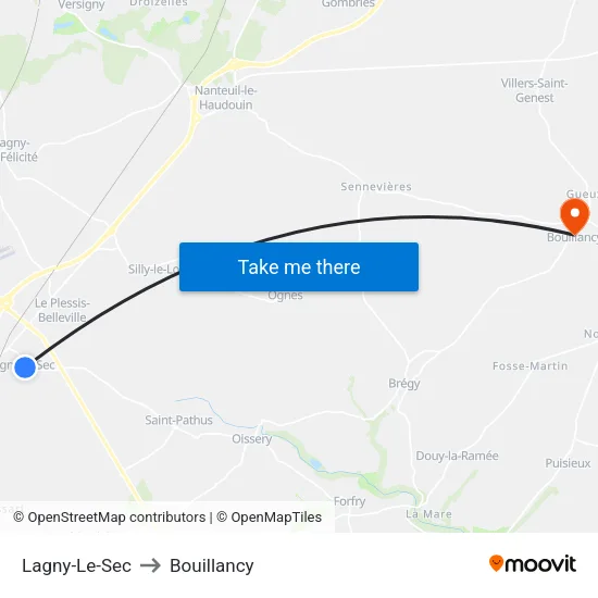 Lagny-Le-Sec to Bouillancy map