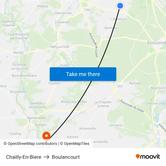 Chailly-En-Biere to Boulancourt map