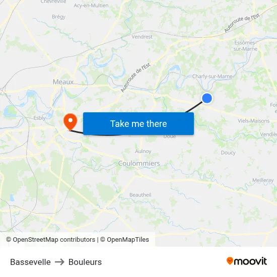 Bassevelle to Bouleurs map