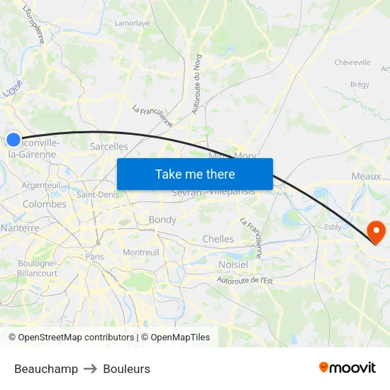Beauchamp to Bouleurs map