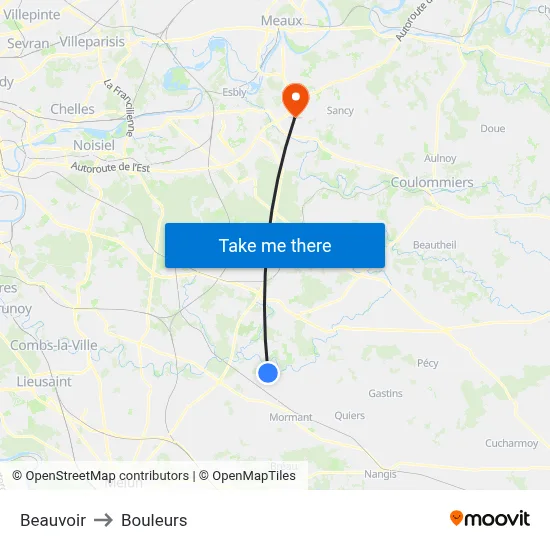 Beauvoir to Bouleurs map