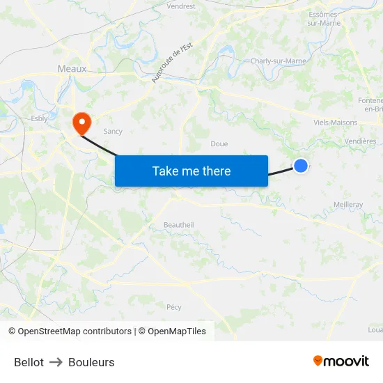 Bellot to Bouleurs map