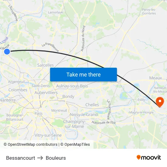 Bessancourt to Bouleurs map