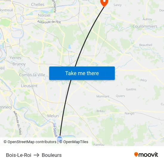 Bois-Le-Roi to Bouleurs map