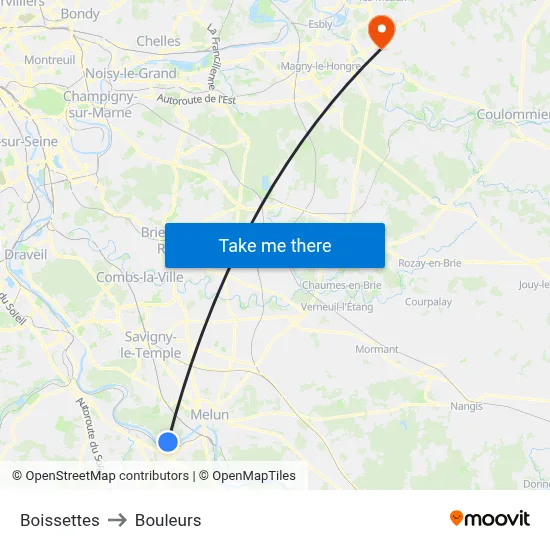Boissettes to Bouleurs map