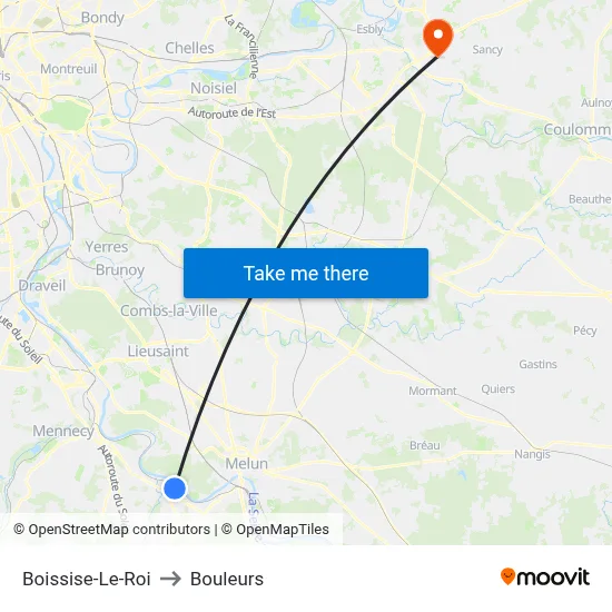 Boissise-Le-Roi to Bouleurs map