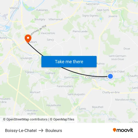 Boissy-Le-Chatel to Bouleurs map