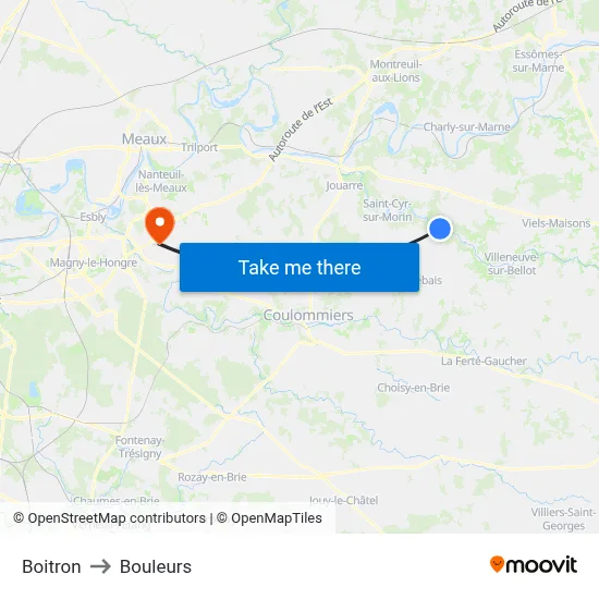 Boitron to Bouleurs map