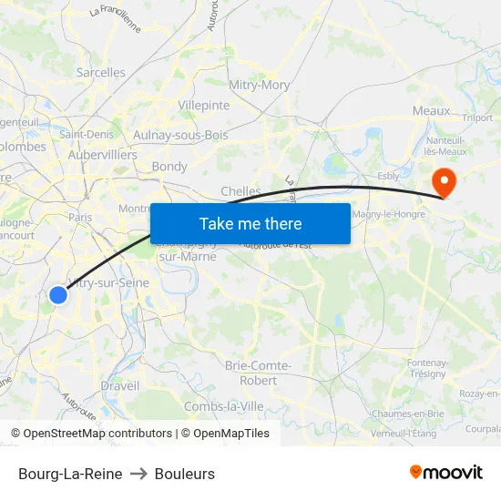 Bourg-La-Reine to Bouleurs map