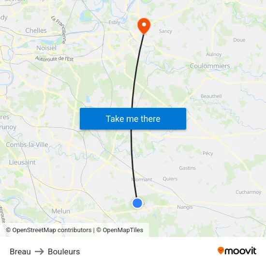 Breau to Bouleurs map