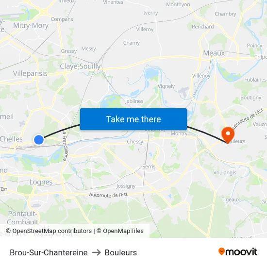 Brou-Sur-Chantereine to Bouleurs map