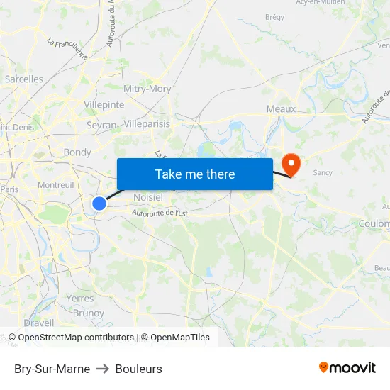 Bry-Sur-Marne to Bouleurs map