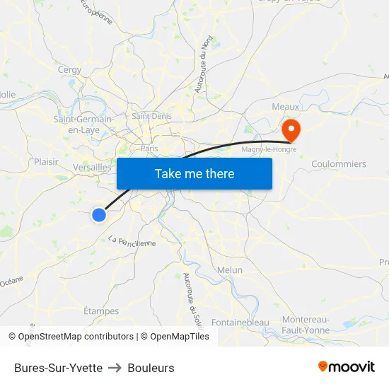 Bures-Sur-Yvette to Bouleurs map