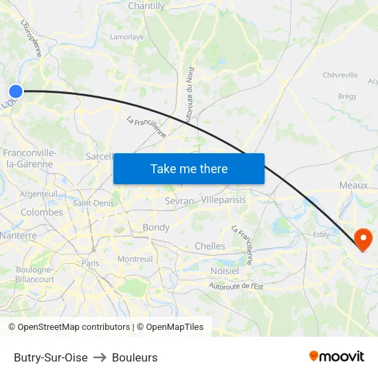 Butry-Sur-Oise to Bouleurs map