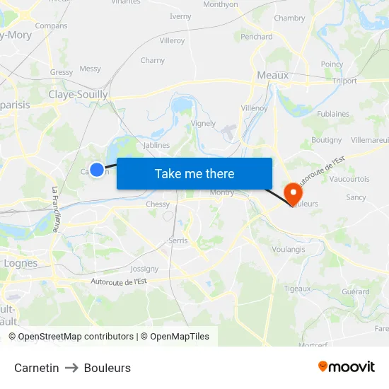 Carnetin to Bouleurs map