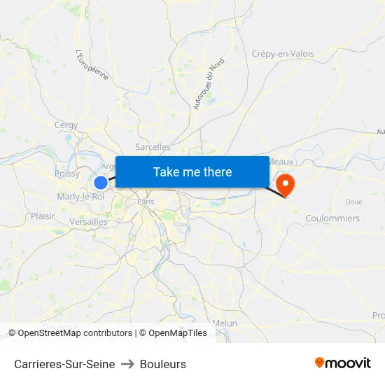 Carrieres-Sur-Seine to Bouleurs map
