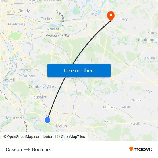 Cesson to Bouleurs map