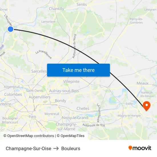 Champagne-Sur-Oise to Bouleurs map