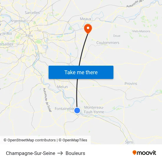 Champagne-Sur-Seine to Bouleurs map