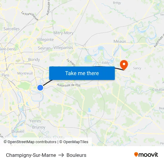 Champigny-Sur-Marne to Bouleurs map