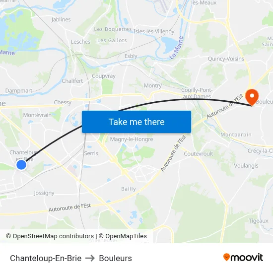 Chanteloup-En-Brie to Bouleurs map