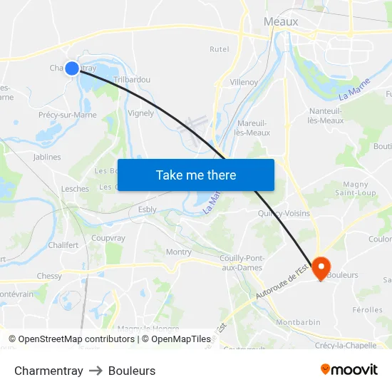Charmentray to Bouleurs map