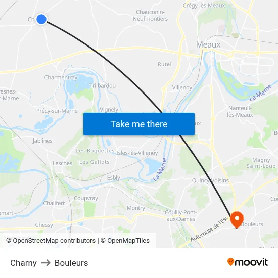 Charny to Bouleurs map