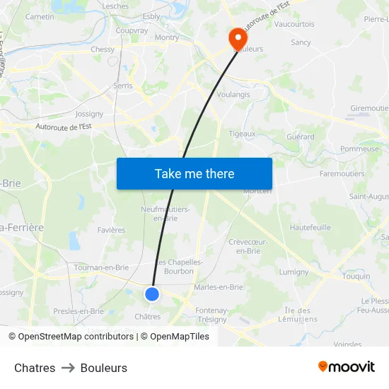 Chatres to Bouleurs map