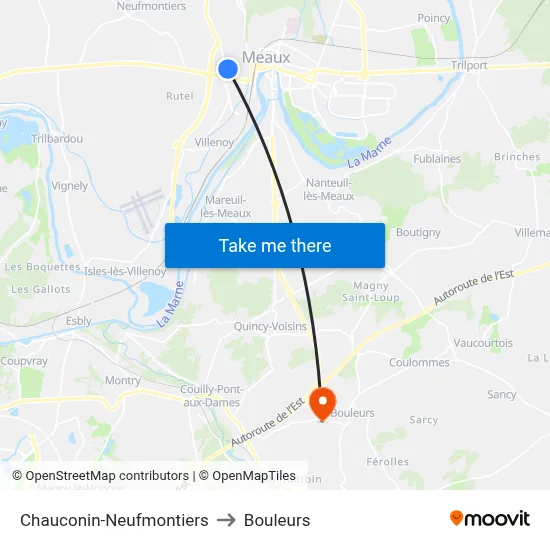 Chauconin-Neufmontiers to Bouleurs map