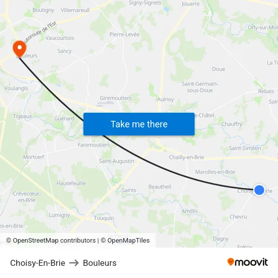 Choisy-En-Brie to Bouleurs map
