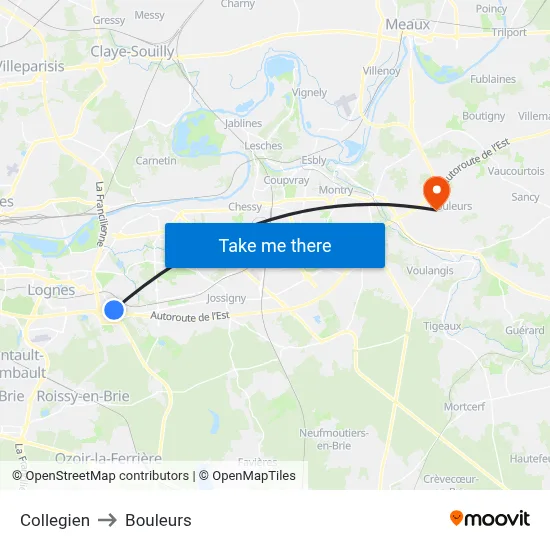 Collegien to Bouleurs map