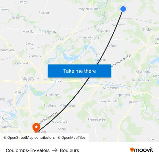 Coulombs-En-Valois to Bouleurs map