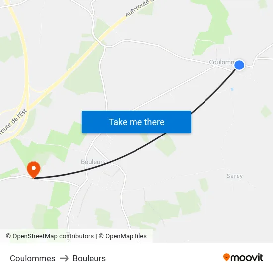 Coulommes to Bouleurs map