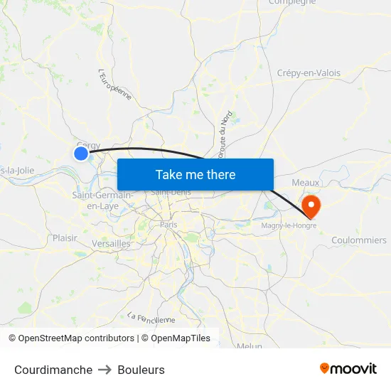 Courdimanche to Bouleurs map