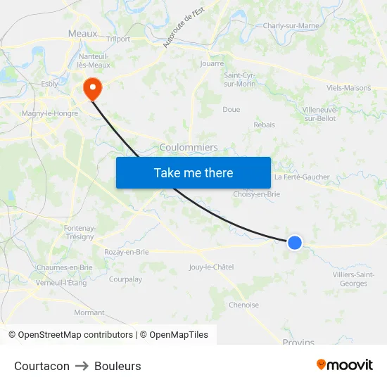 Courtacon to Bouleurs map
