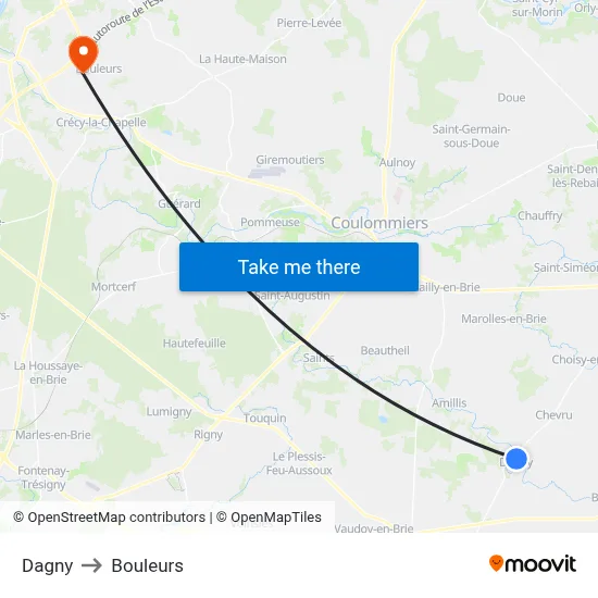 Dagny to Bouleurs map