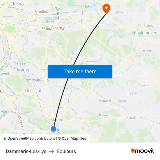 Dammarie-Les-Lys to Bouleurs map