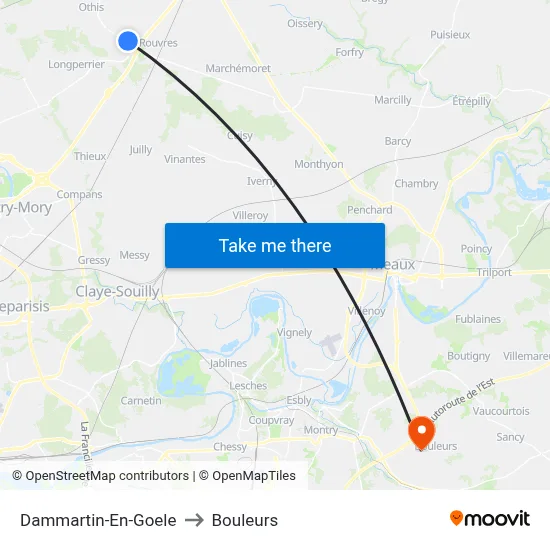 Dammartin-En-Goele to Bouleurs map